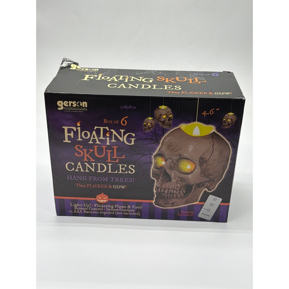 Gerson International Floating Skull Candles Box of 6‎ Remote Control NWT